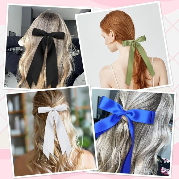 Silky Satin Hair Bows Set 25 pcs Elegant Clips for Women, Multiple Hairstyles